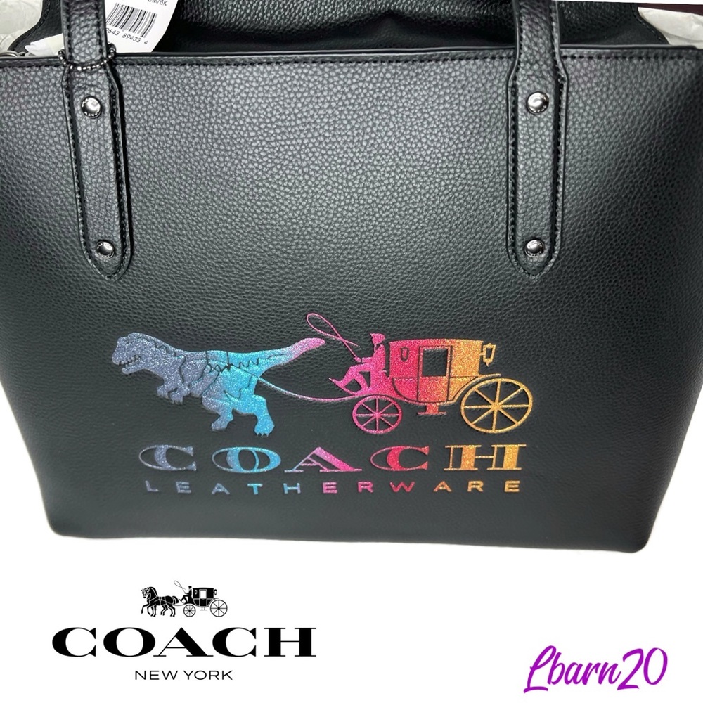 Coach Rexy T-Rex Heritage Carriage Ombré Multi-Colored Central Tote Rare Bag NWT - Picture 6 of 10